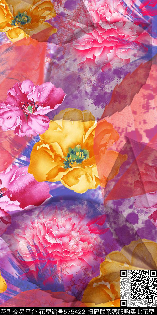 花卉色彩创新数码印花华亿平台下载（图片编号: 575422） - 瓦栏（Walan）