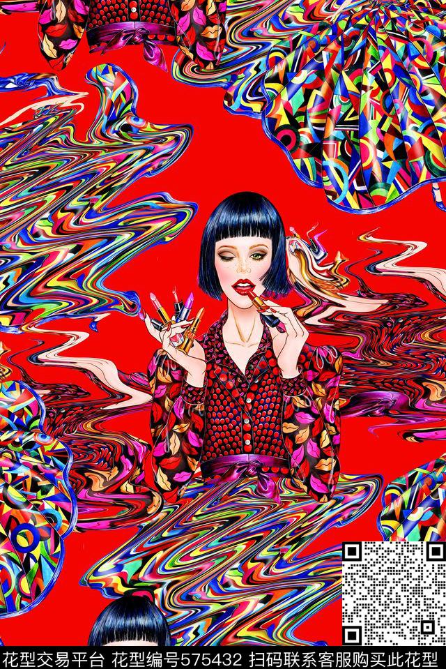 T恤抽象夹克印花数码印花华亿平台下载（图片编号: 575432） - 瓦栏（Walan）