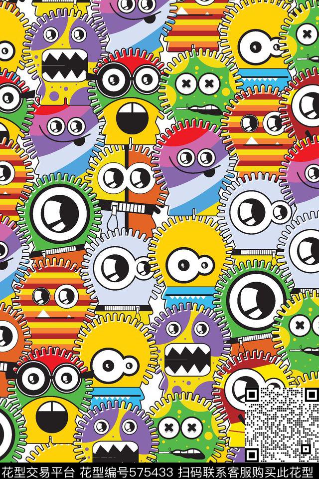 可爱卡通机器传统印花华亿平台下载（图片编号: 575433） - 瓦栏（Walan）