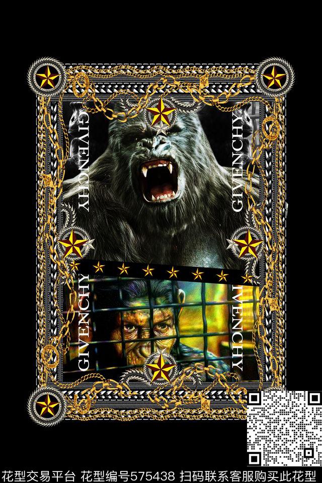 时尚猩猩猴子数码印花华亿平台下载（图片编号: 575438） - 瓦栏（Walan）