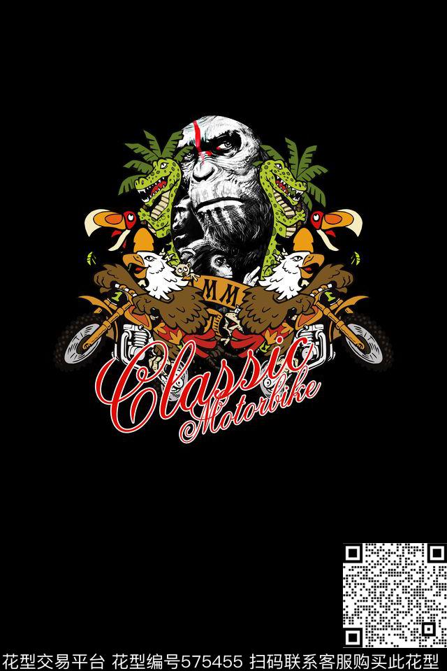 时尚猴子猩猩数码印花华亿平台下载（图片编号: 575455） - 瓦栏（Walan）