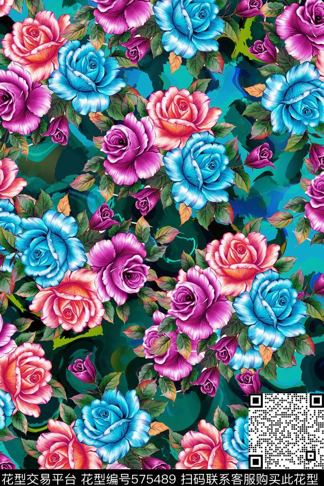 花卉数码印花华亿平台下载（图片编号: 575489） - 瓦栏（Walan）