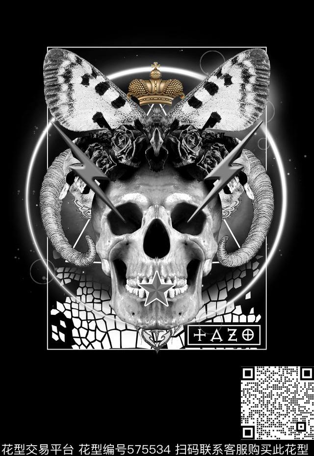 潮流定位定位骷颅头潮流时尚数码印花华亿平台下载（图片编号: 575534） - 瓦栏（Walan）