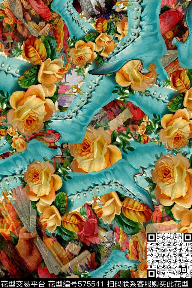 民族风抽象花卉数码印花华亿平台下载（图片编号: 575541） - 瓦栏（Walan）