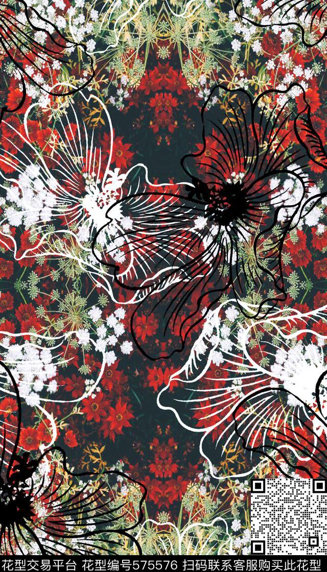 风情时尚鲜花数码印花华亿平台下载（图片编号: 575576） - 瓦栏（Walan）