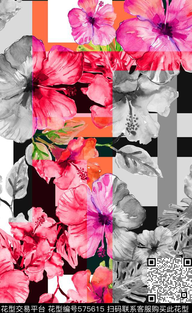 水彩女装连衣裙家纺数码印花华亿平台下载（图片编号: 575615） - 瓦栏（Walan）