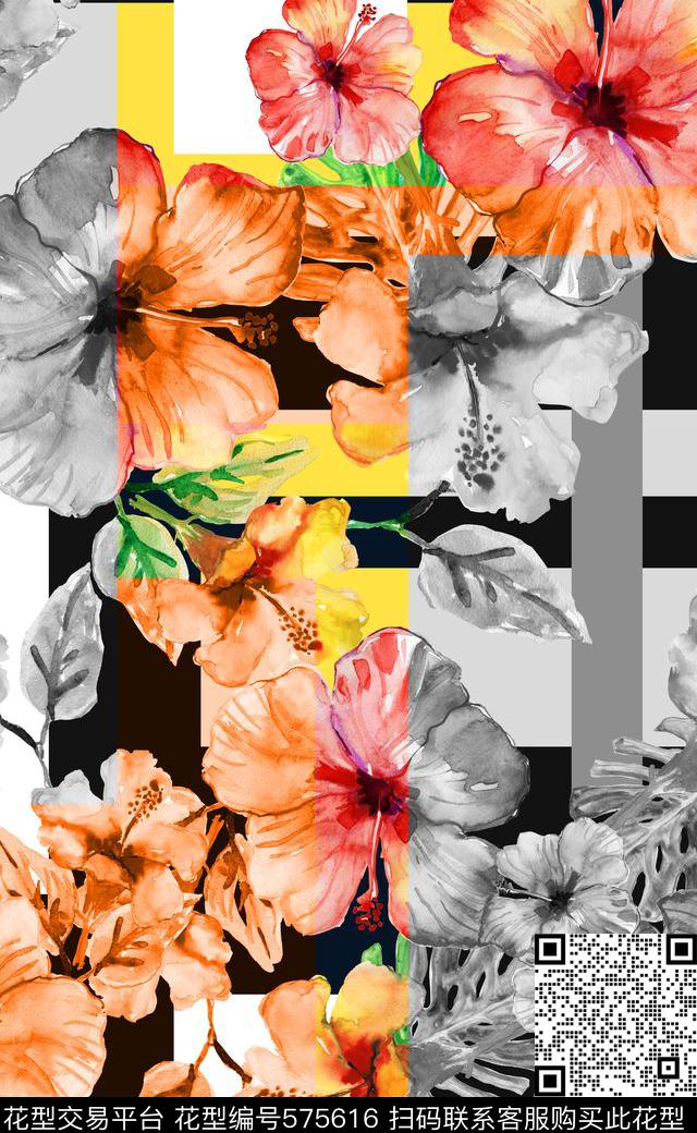 水彩女装连衣裙家纺数码印花华亿平台下载（图片编号: 575616） - 瓦栏（Walan）