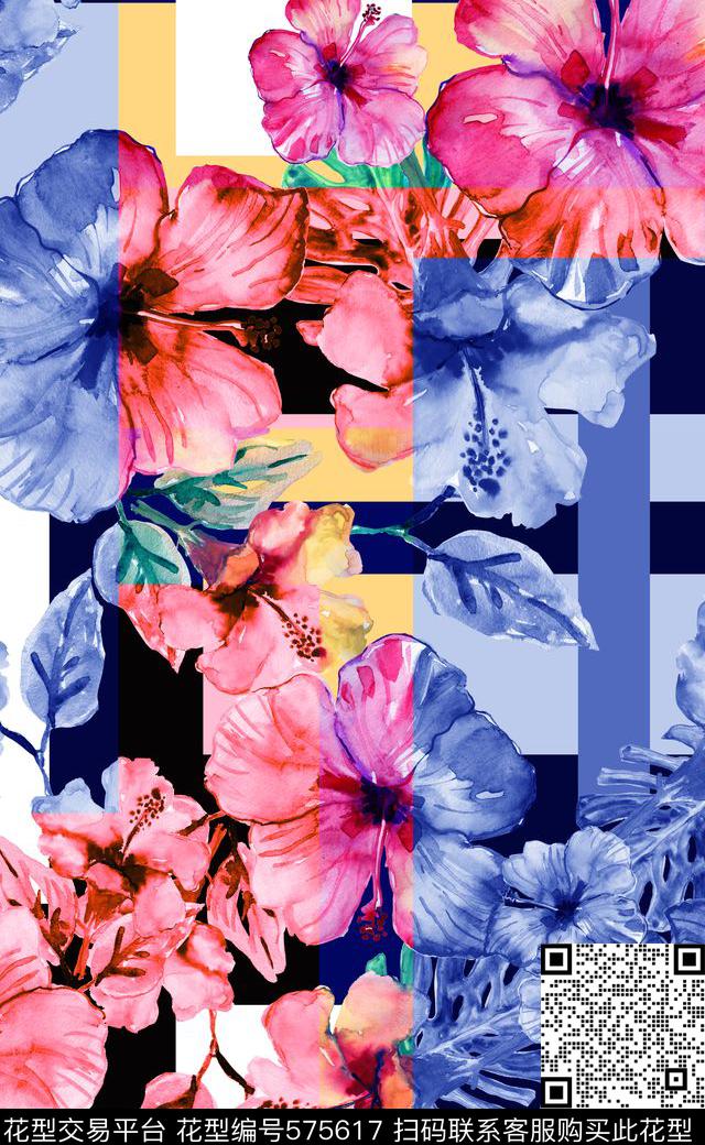 水彩女装连衣裙家纺数码印花华亿平台下载（图片编号: 575617） - 瓦栏（Walan）