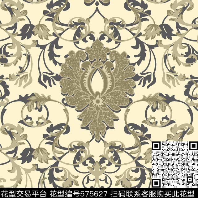 卷草肌理欧洲传统印花华亿平台下载（图片编号: 575627） - 瓦栏（Walan）