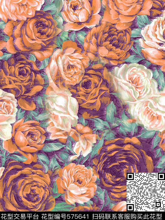 模糊花卉迪拜花卉数码印花华亿平台下载（图片编号: 575641） - 瓦栏（Walan）