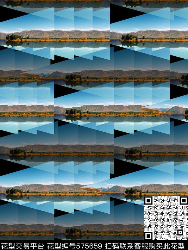 抽象风景几何数码印花华亿平台下载（图片编号: 575659） - 瓦栏（Walan）