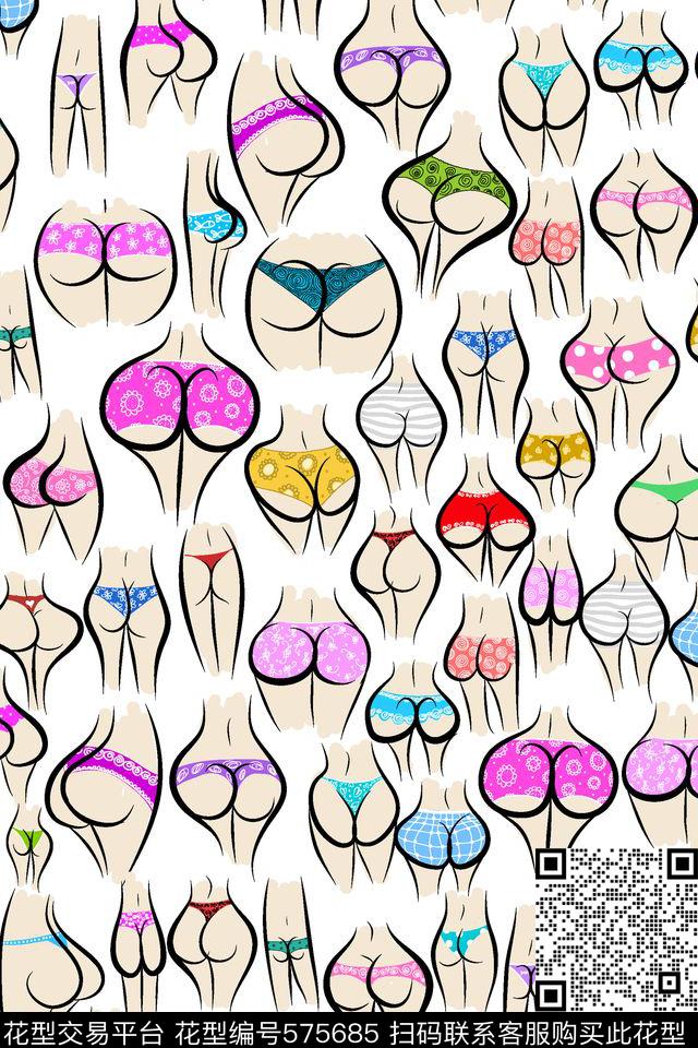 卡通手绘美臀传统印花华亿平台下载（图片编号: 575685） - 瓦栏（Walan）