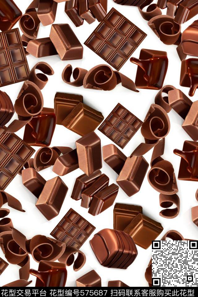 抽象牛奶巧克力数码印花华亿平台下载（图片编号: 575687） - 瓦栏（Walan）