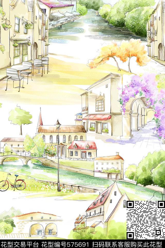 L.D~手绘L.D~水彩L.D~卡通传统印花华亿平台下载（图片编号: 575691） - 瓦栏（Walan）