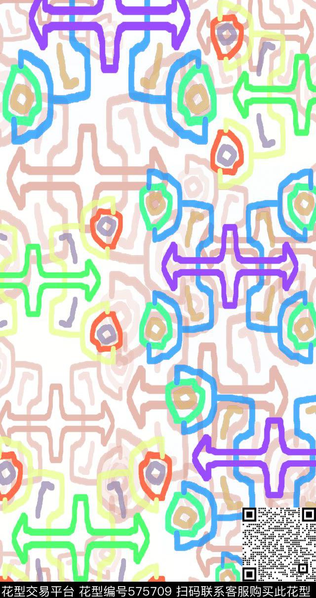 抽象多色斑斓时尚清新数码印花华亿平台下载（图片编号: 575709） - 瓦栏（Walan）