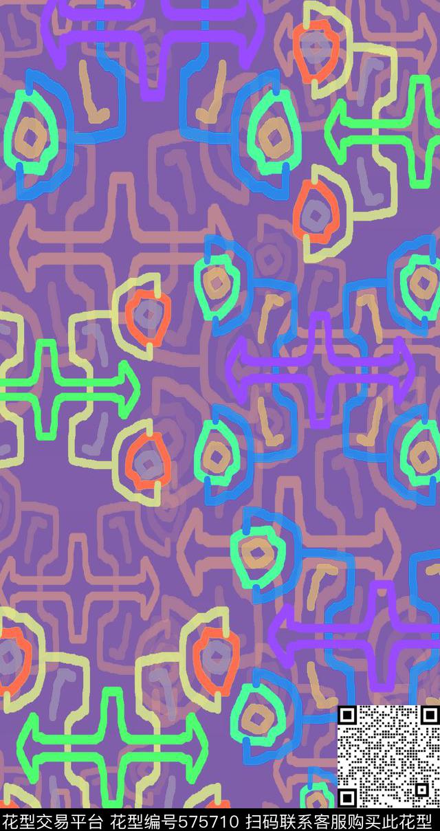 抽象多色斑斓时尚清新数码印花华亿平台下载（图片编号: 575710） - 瓦栏（Walan）