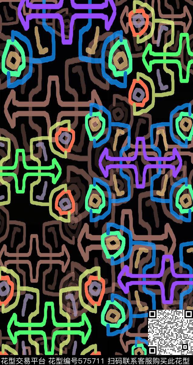 抽象多色斑斓时尚清新数码印花华亿平台下载（图片编号: 575711） - 瓦栏（Walan）