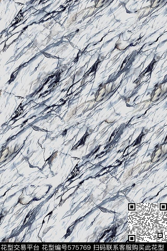 时尚大牌欧美风格中国风水墨画数码印花华亿平台下载（图片编号: 575769） - 瓦栏（Walan）