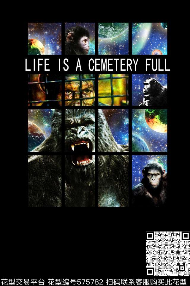 时尚猴子猩猩数码印花华亿平台下载（图片编号: 575782） - 瓦栏（Walan）