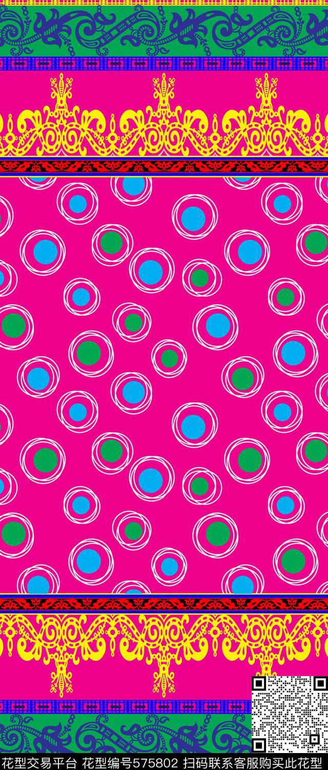 传统印花圆圈几何蕾丝双边定位印花传统印花华亿平台下载（图片编号: 575802） - 瓦栏（Walan）