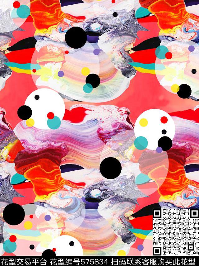 时尚潮流大牌抽象山石纹理数码印花华亿平台下载（图片编号: 575834） - 瓦栏（Walan）