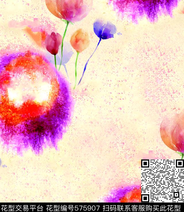 欧美花卉马赛克数码印花华亿平台下载（图片编号: 575907） - 瓦栏（Walan）