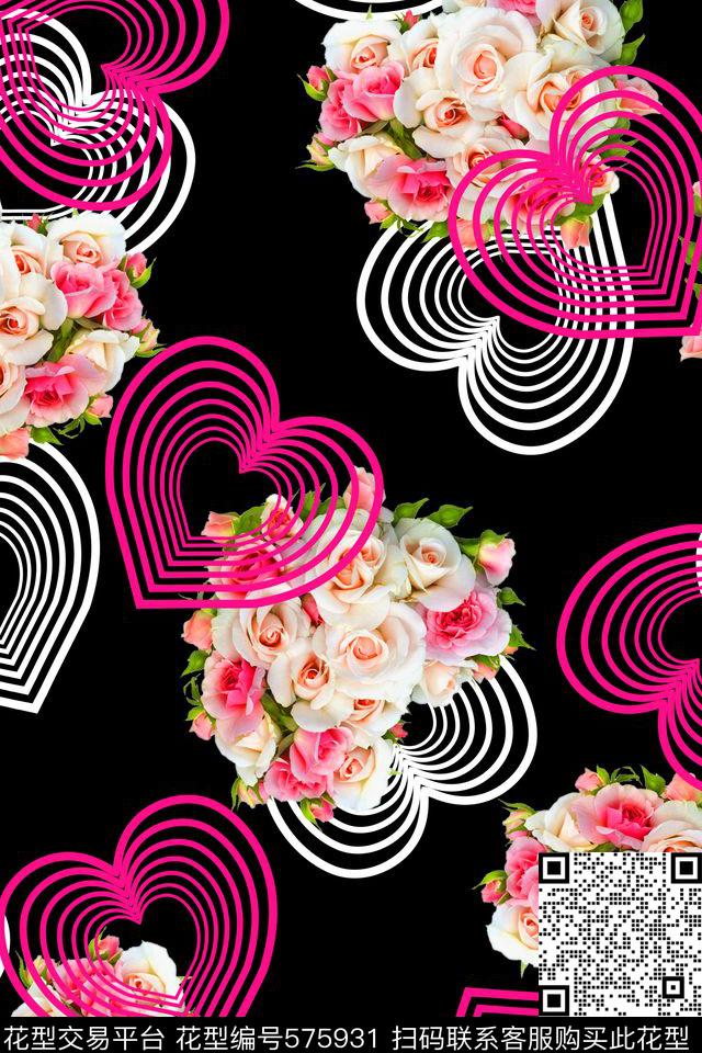 花卉爱心纯色底数码印花华亿平台下载（图片编号: 575931） - 瓦栏（Walan）