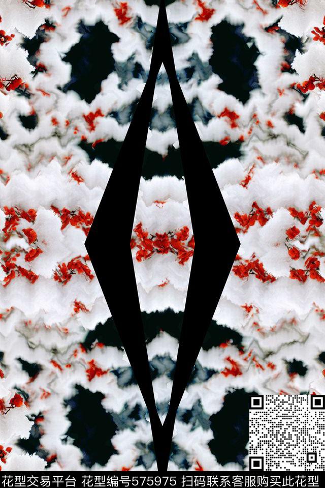 秋冬风景红小果数码印花华亿平台下载（图片编号: 575975） - 瓦栏（Walan）