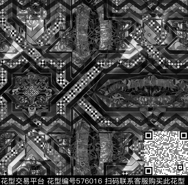 民族风菱形几何波浪数码印花华亿平台下载（图片编号: 576016） - 瓦栏（Walan）