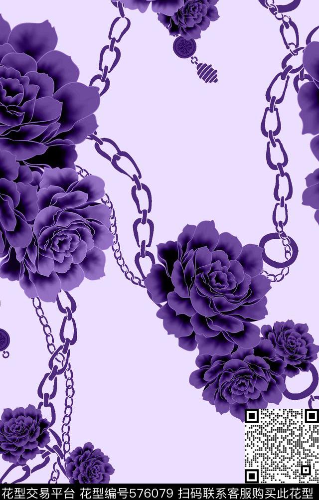 牡丹链子乔木南音-花卉数码印花华亿平台下载（图片编号: 576079） - 瓦栏（Walan）