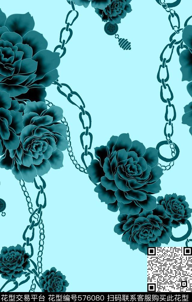 牡丹链子乔木南音-花卉数码印花华亿平台下载（图片编号: 576080） - 瓦栏（Walan）