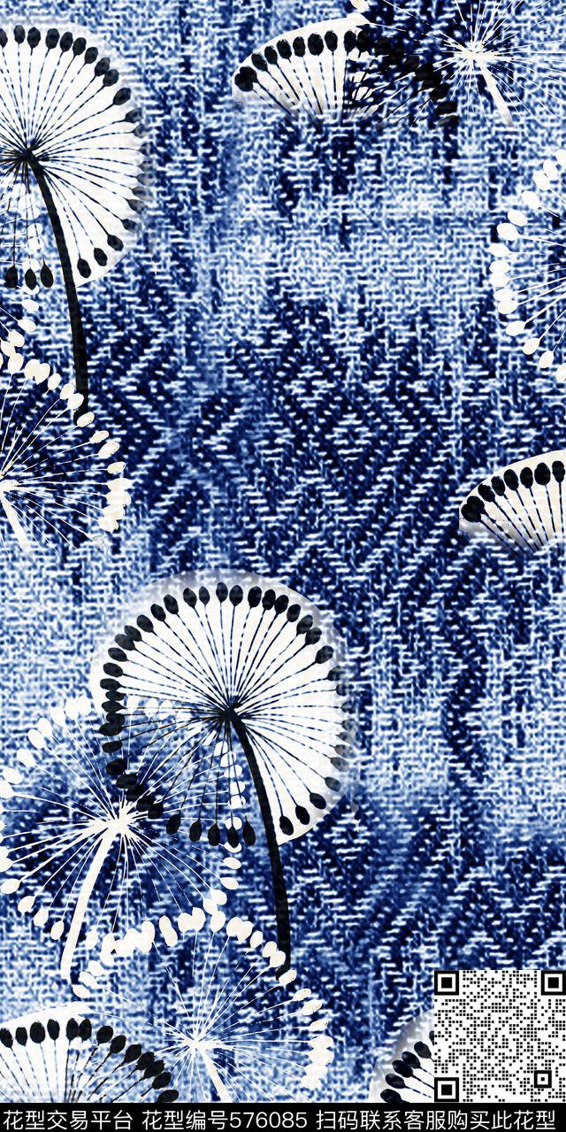丝绸棉布围巾织锦图案蒲公英花女装男装上衣传统印花华亿平台下载（图片编号: 576085） - 瓦栏（Walan）