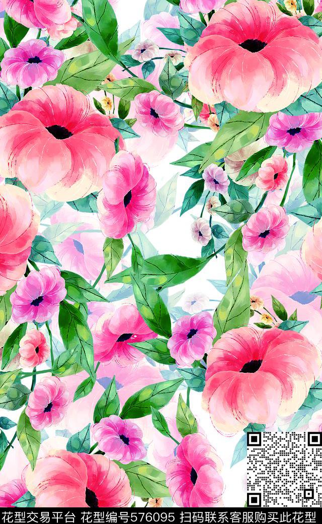 水彩数码印花女装连衣裙数码印花华亿平台下载（图片编号: 576095） - 瓦栏（Walan）