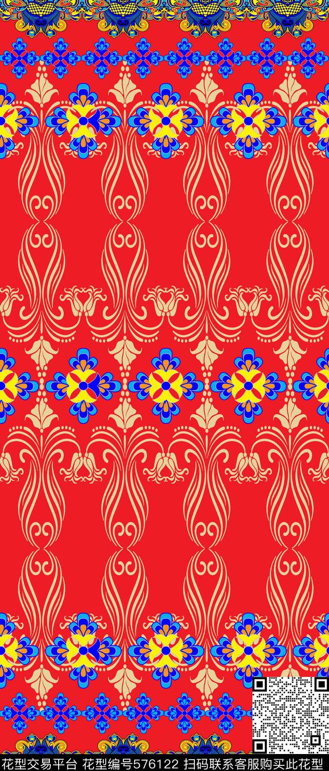 传统印花文件蕾丝花卉双边定位印花传统印花华亿平台下载（图片编号: 576122） - 瓦栏（Walan）