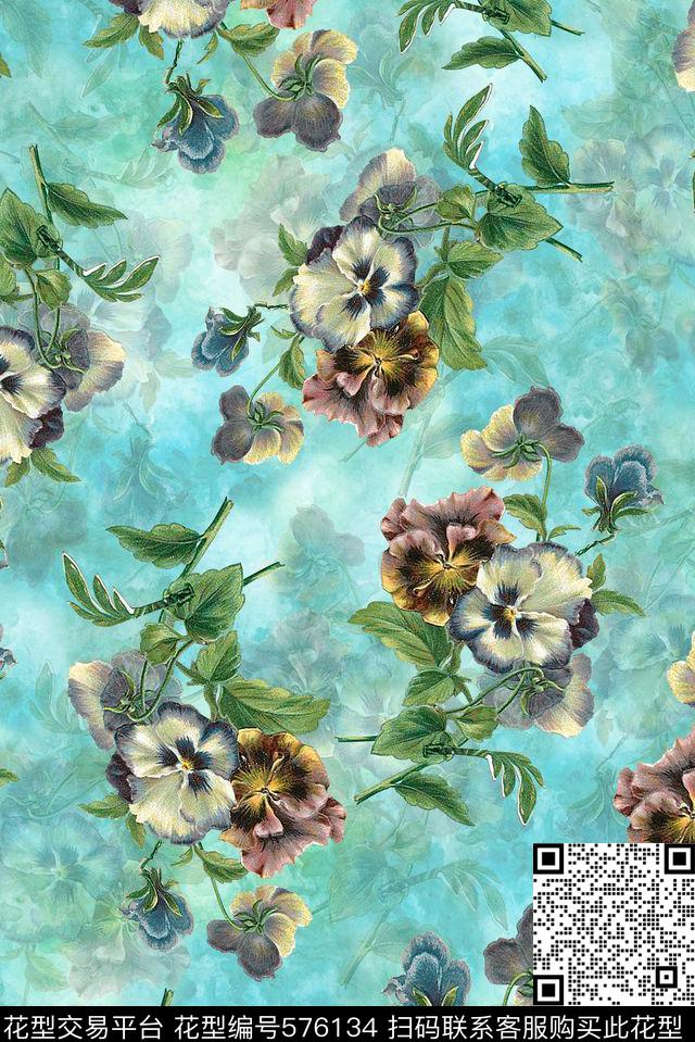 3D春夏华亿平台花卉数码印花华亿平台下载（图片编号: 576134） - 瓦栏（Walan）