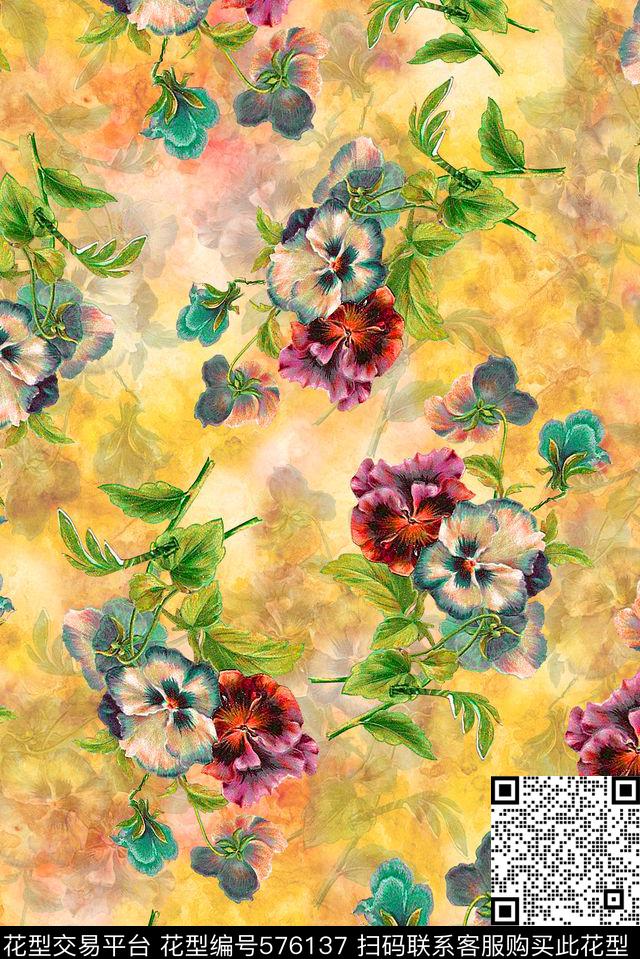 春夏华亿平台花卉女装印花数码印花华亿平台下载（图片编号: 576137） - 瓦栏（Walan）