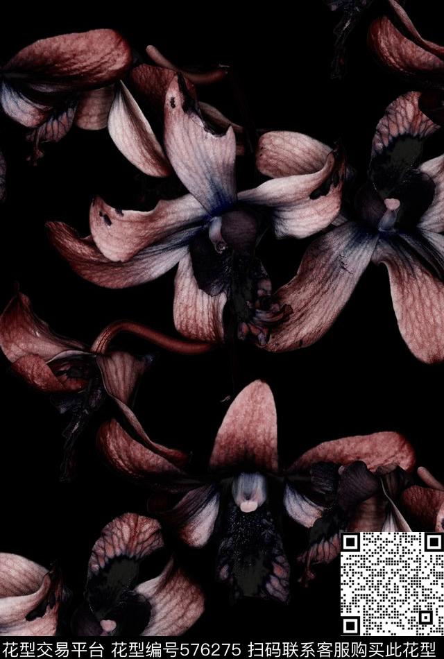 欧美大牌风格花卉抽象数码印花华亿平台下载（图片编号: 576275） - 瓦栏（Walan）