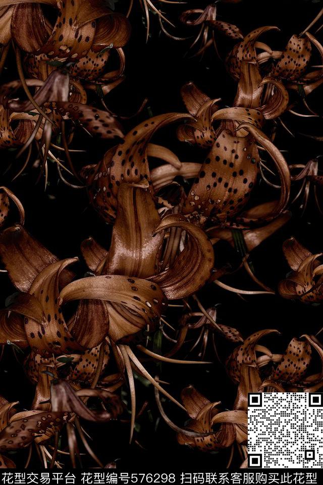 欧美大牌风格花卉时尚数码印花华亿平台下载（图片编号: 576298） - 瓦栏（Walan）