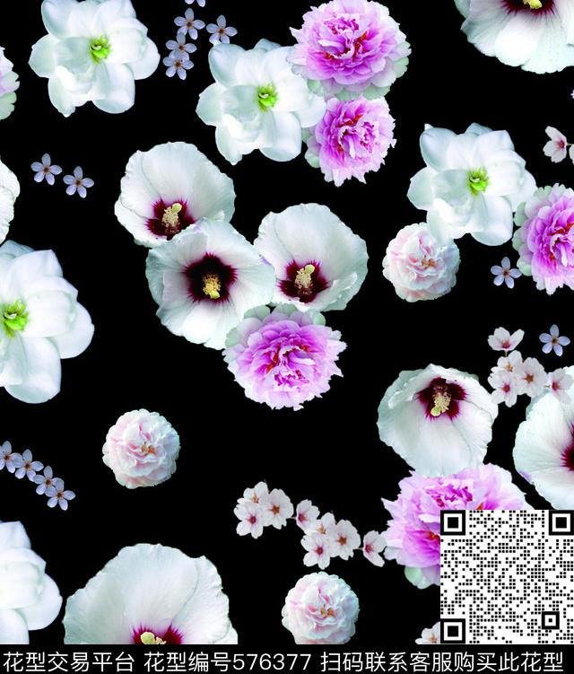 花卉牡丹花栀子花数码印花华亿平台下载（图片编号: 576377） - 瓦栏（Walan）