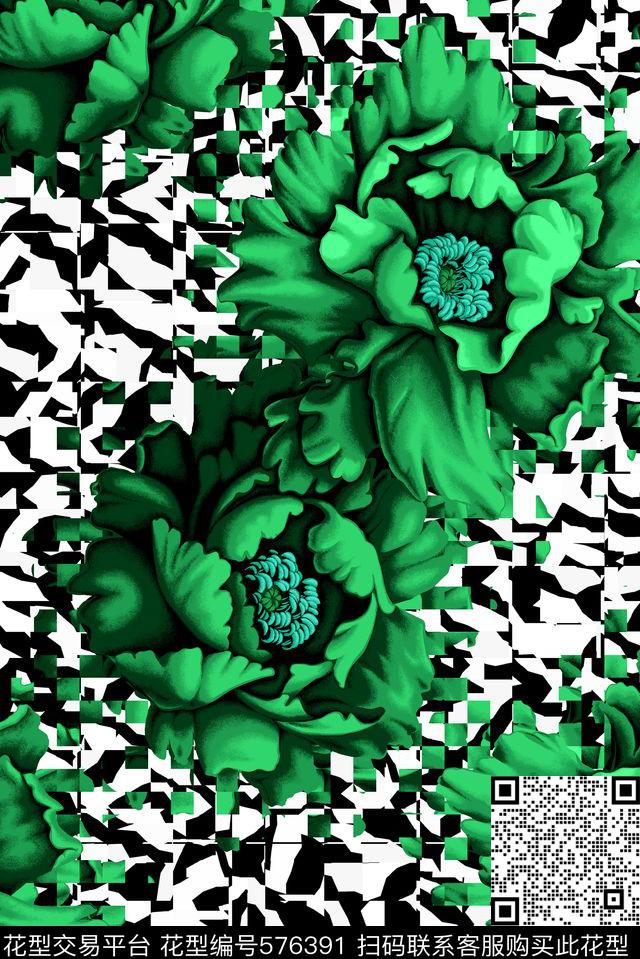 花卉花朵玫瑰数码印花华亿平台下载（图片编号: 576391） - 瓦栏（Walan）