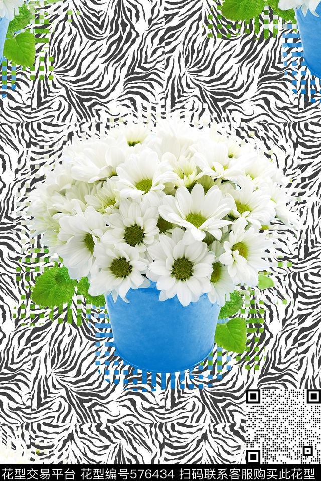 花卉花朵向日葵数码印花华亿平台下载（图片编号: 576434） - 瓦栏（Walan）