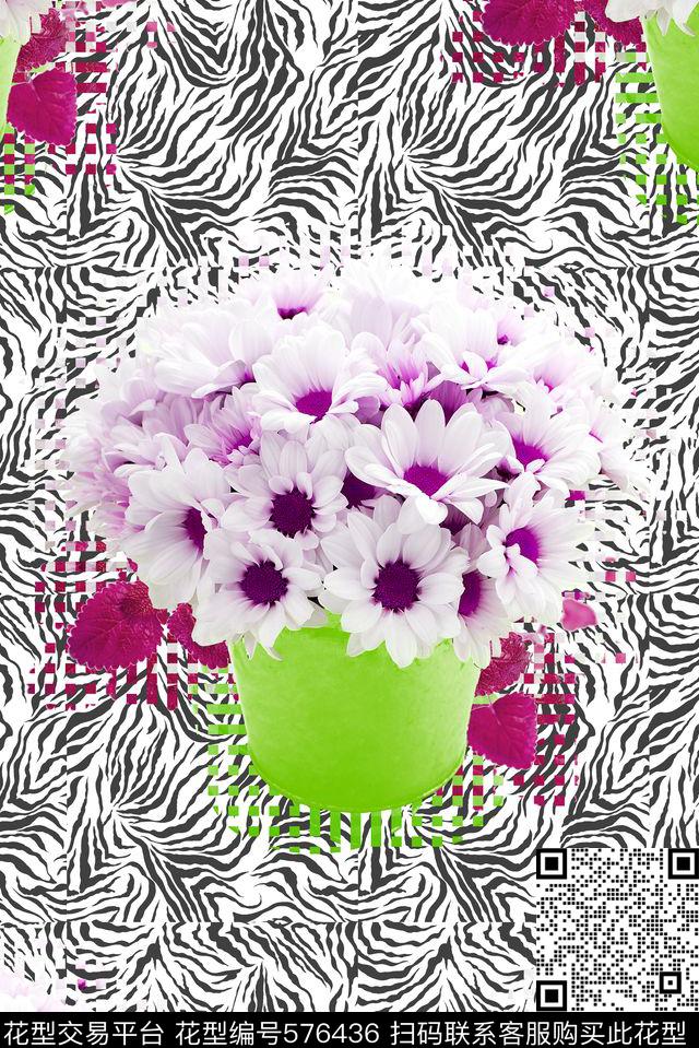 花卉花朵向日葵数码印花华亿平台下载（图片编号: 576436） - 瓦栏（Walan）