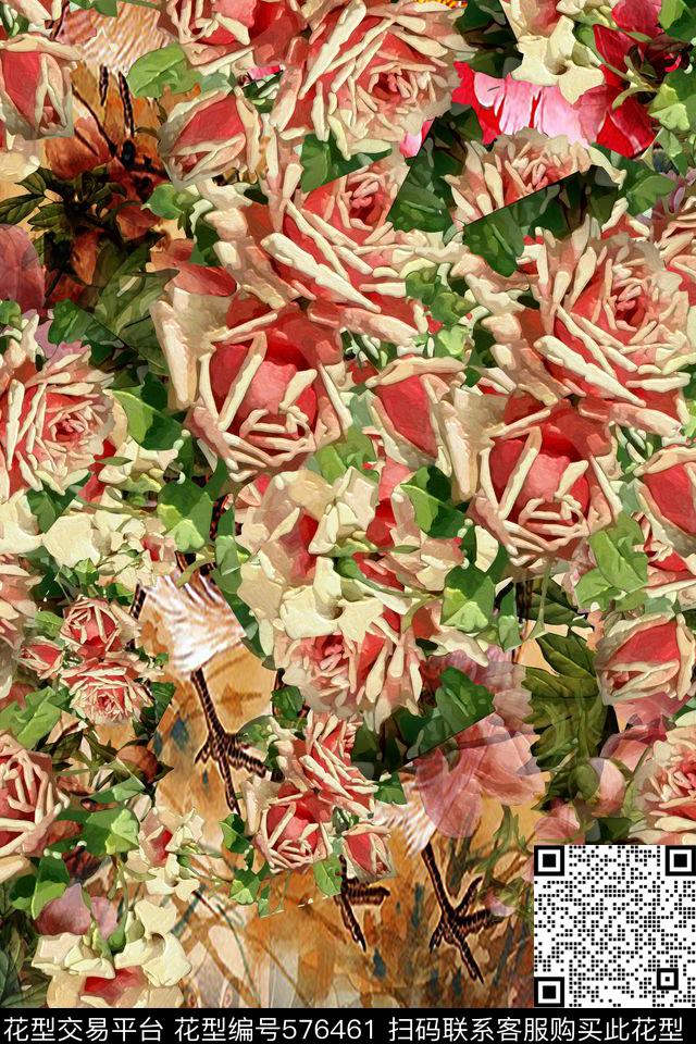 民族风花卉连衣裙数码印花华亿平台下载（图片编号: 576461） - 瓦栏（Walan）