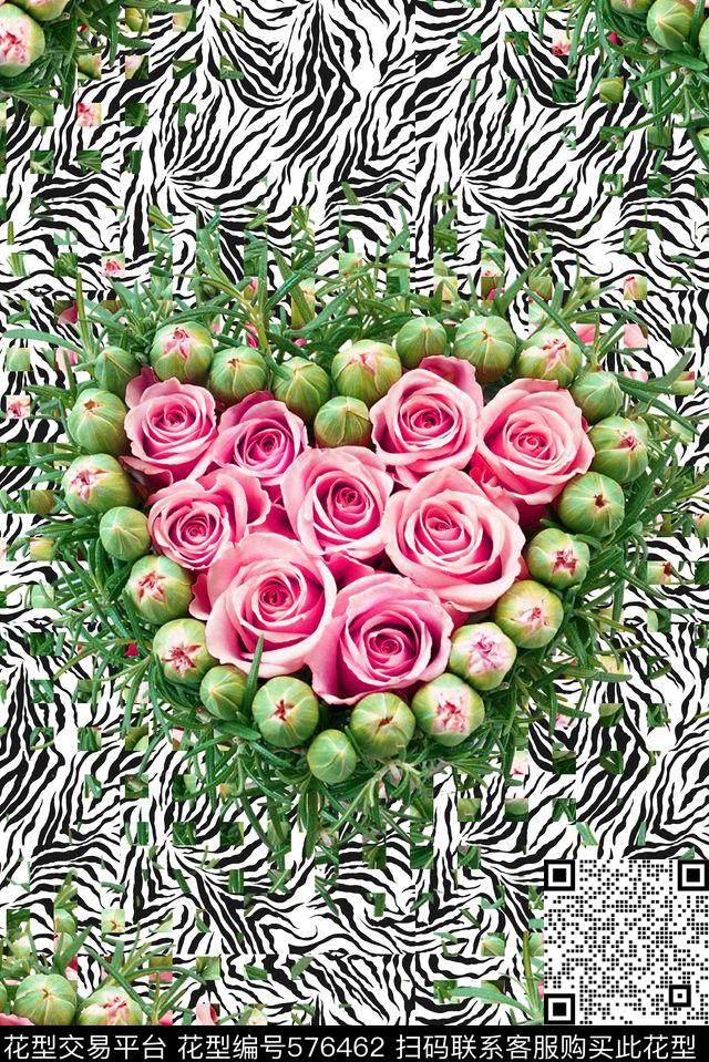 玫瑰花朵花卉数码印花华亿平台下载（图片编号: 576462） - 瓦栏（Walan）