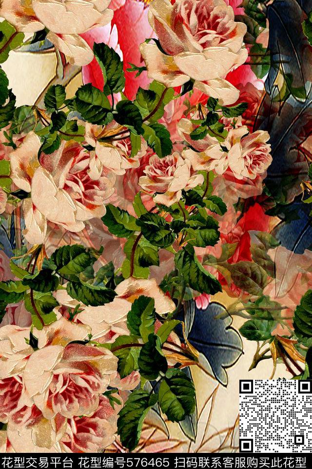 民族风花卉田园风数码印花华亿平台下载（图片编号: 576465） - 瓦栏（Walan）