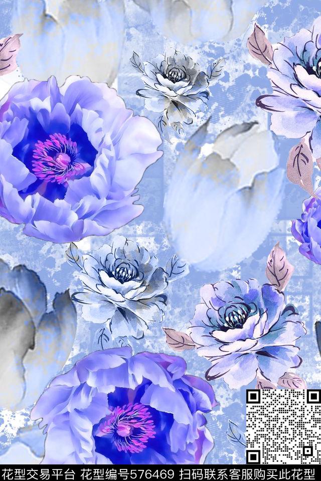 零点--女装花瓣花卉数码印花华亿平台下载（图片编号: 576469） - 瓦栏（Walan）
