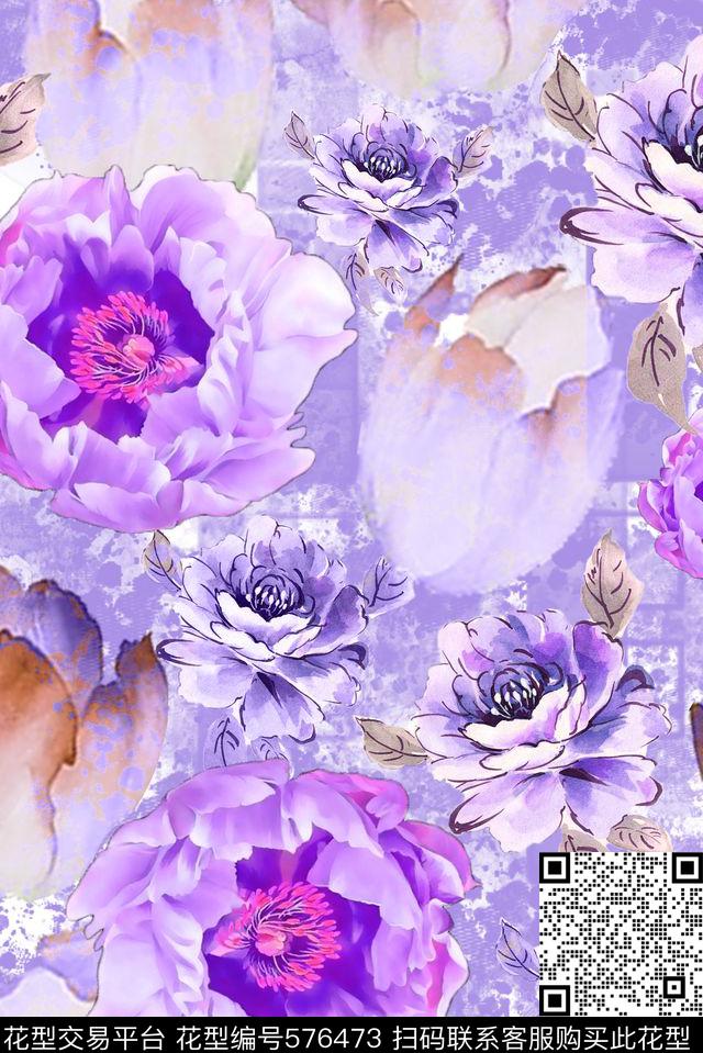 零点--女装花瓣花卉数码印花华亿平台下载（图片编号: 576473） - 瓦栏（Walan）