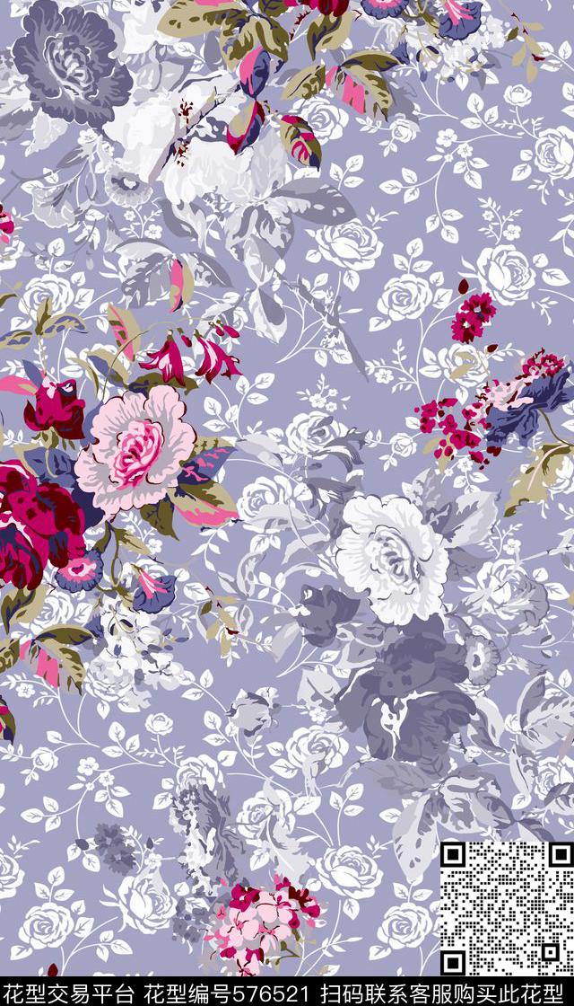 传统花卉数码传统印花华亿平台下载（图片编号: 576521） - 瓦栏（Walan）