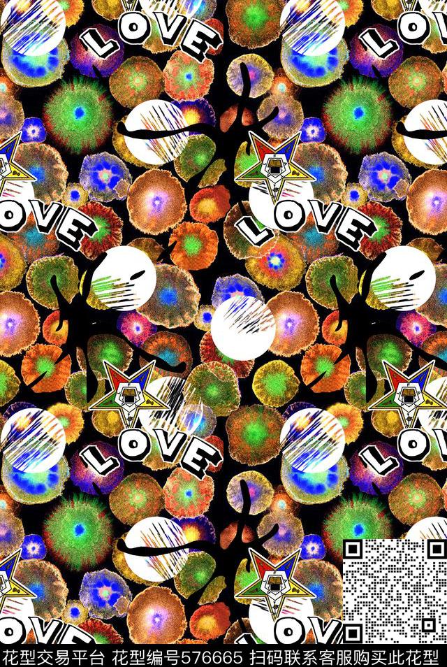 时尚潮流大牌水彩斑点数码印花华亿平台下载（图片编号: 576665） - 瓦栏（Walan）