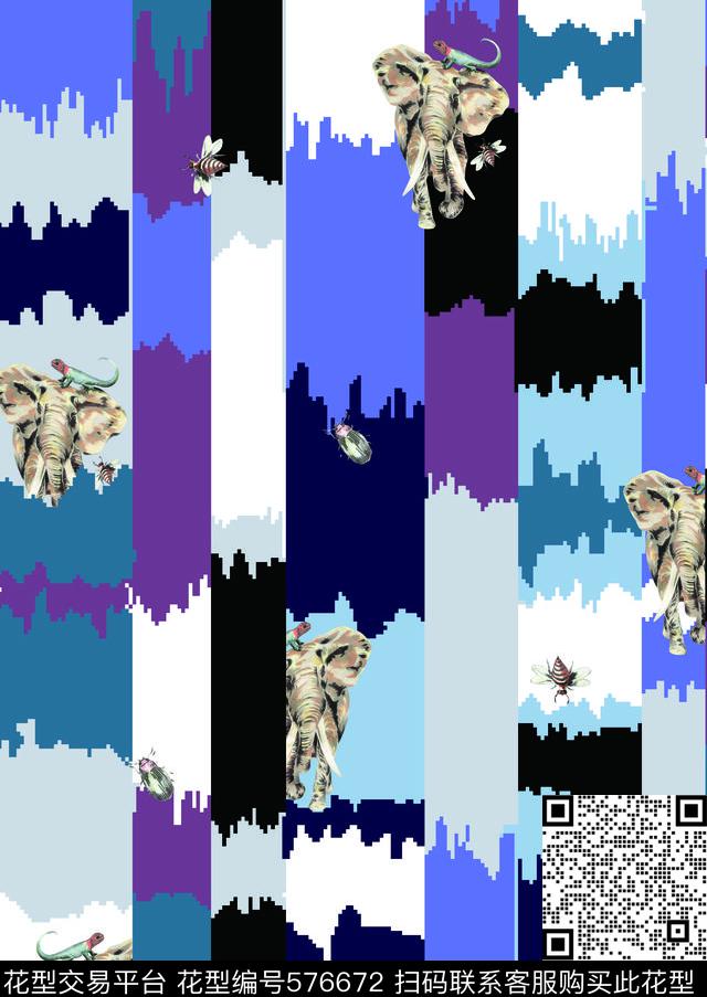 动物华亿平台条纹数码印花华亿平台下载（图片编号: 576672） - 瓦栏（Walan）